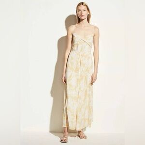 $395 Vince Twist Knot Drape Maxi in Balm Crinkled Tank Dress S